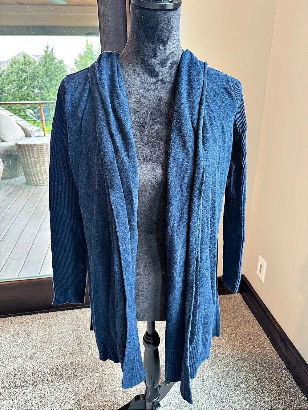 Athleta Harmony Pose Wrap Cardigan Hooded Blue Small